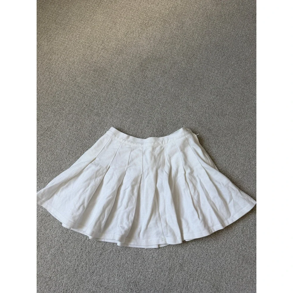 Urban Outfitters Preppy Pleated Skirt Size S White Cotton Pique Tennis Mini